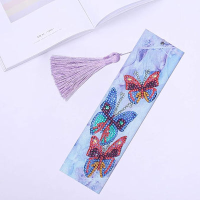 Three Colorful Butterflies Leather Bookmark Diamond Painting Kits