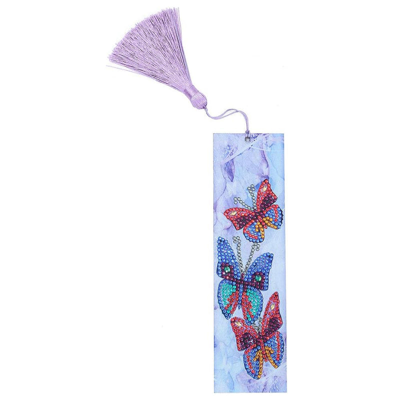 Three Colorful Butterflies Leather Bookmark Diamond Painting Kits