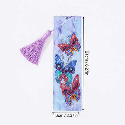 Three Colorful Butterflies Leather Bookmark Diamond Painting Kits