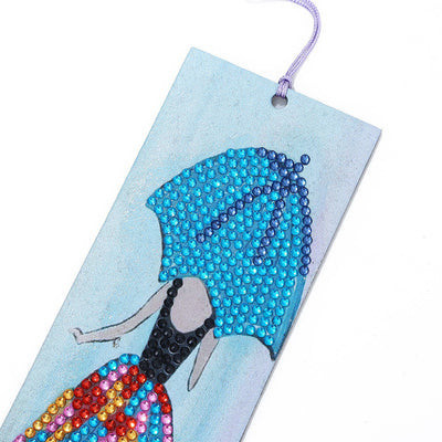 Woman Holding Umbrella Leather Bookmark Diamond Painting Kits