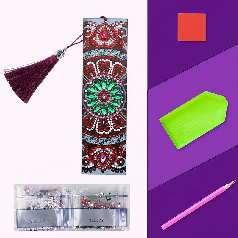 Red Mandala Leather Bookmark Diamond Painting Kits