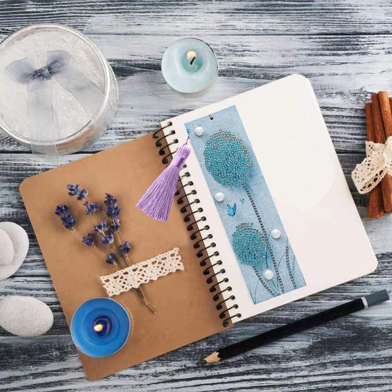 Blue Dandelion Leather Bookmark Diamond Painting Kits