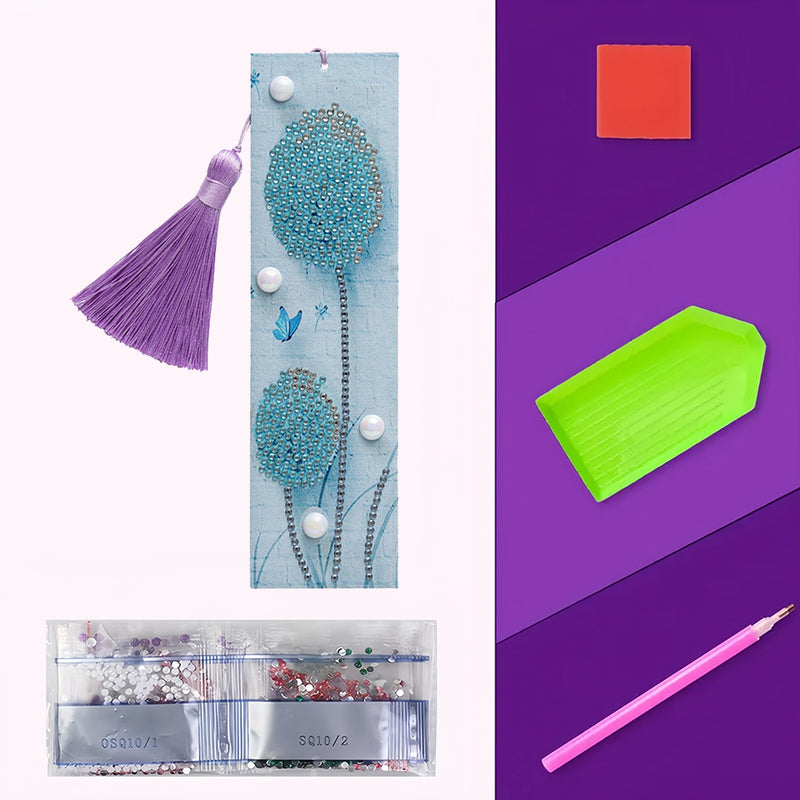 Blue Dandelion Leather Bookmark Diamond Painting Kits