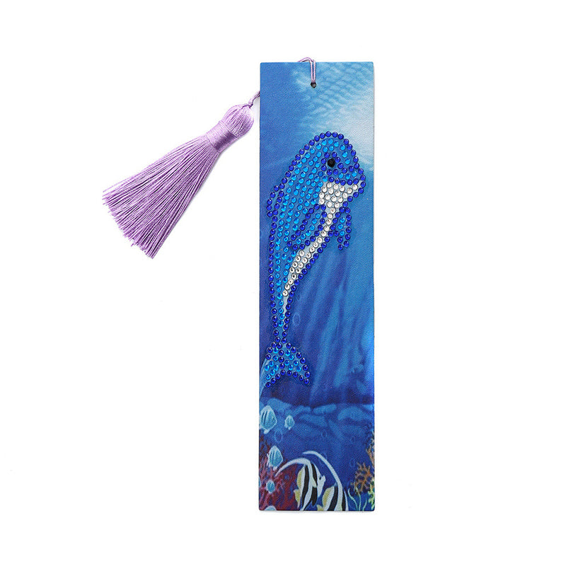 Cute Blue Dolphin Leather Bookmark Diamond Painting Kits