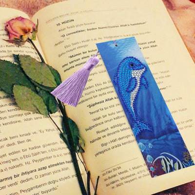 Cute Blue Dolphin Leather Bookmark Diamond Painting Kits