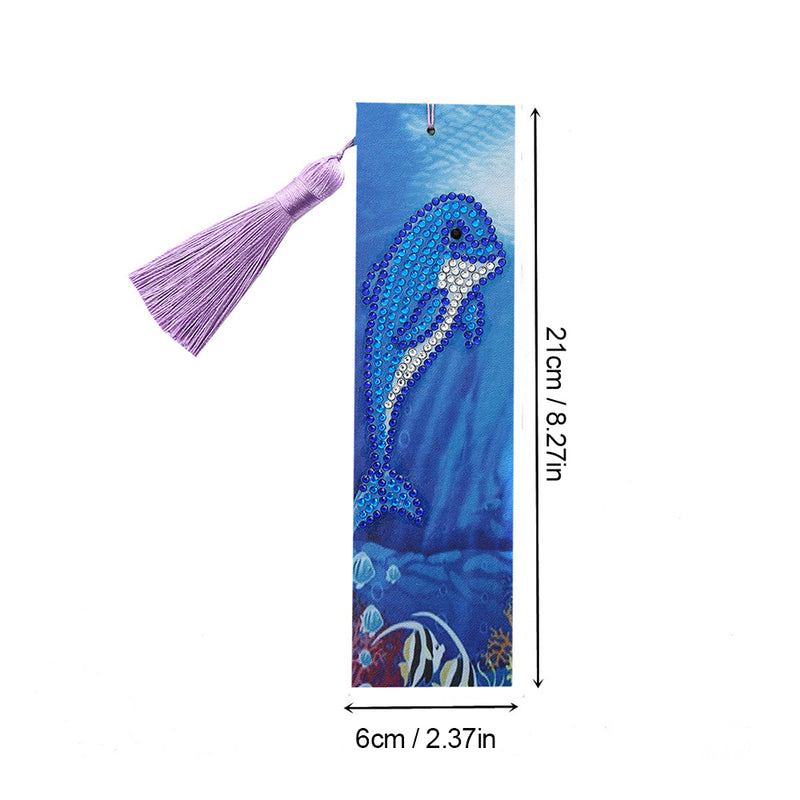 Cute Blue Dolphin Leather Bookmark Diamond Painting Kits