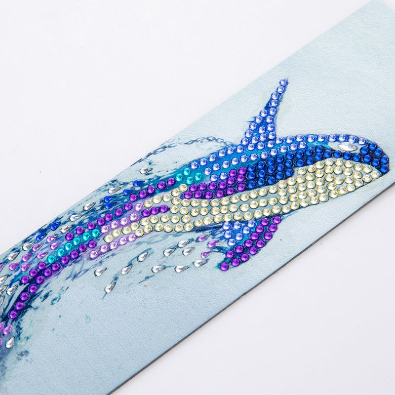 Blue Dolphin Leather Bookmark Diamond Painting Kits