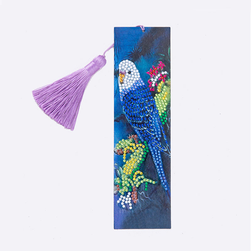 Blue Parrot Leather Bookmark Diamond Painting Kits