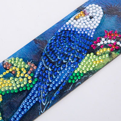 Blue Parrot Leather Bookmark Diamond Painting Kits