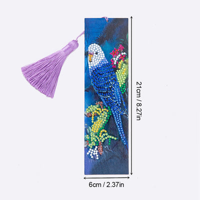 Blue Parrot Leather Bookmark Diamond Painting Kits