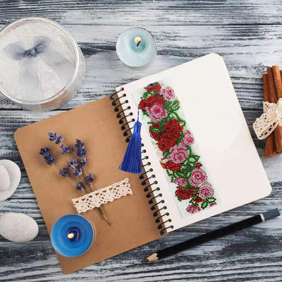 Red Roses Leather Bookmark Diamond Painting Kits