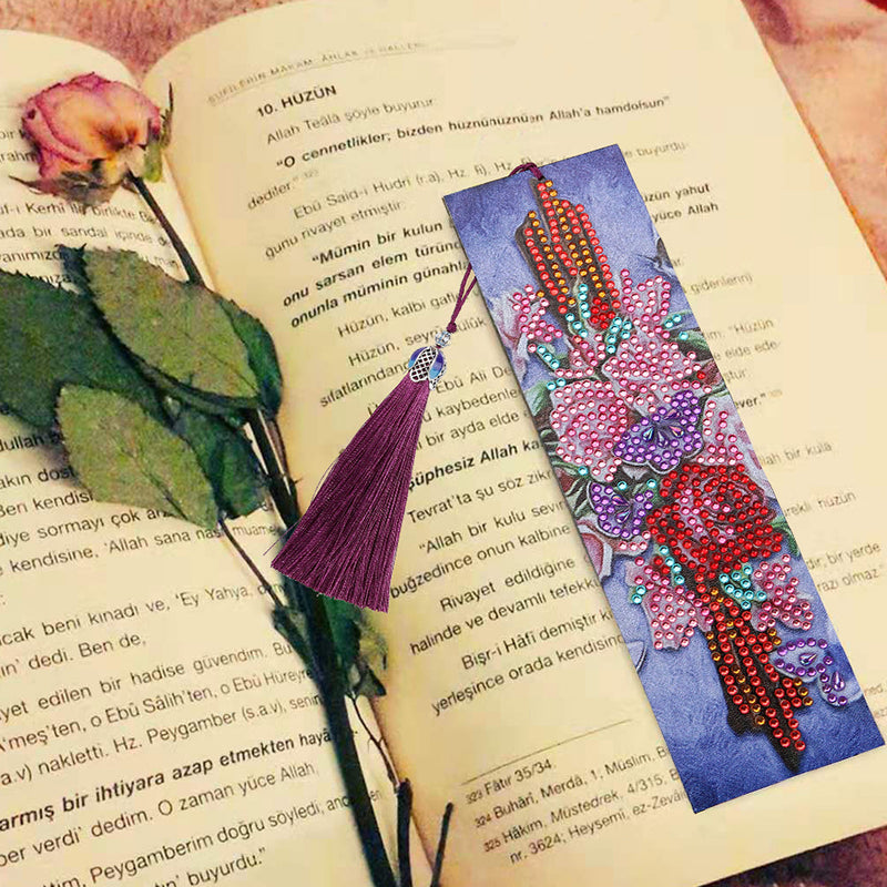 Flower Cross Leather Bookmark Diamond Painting Kits