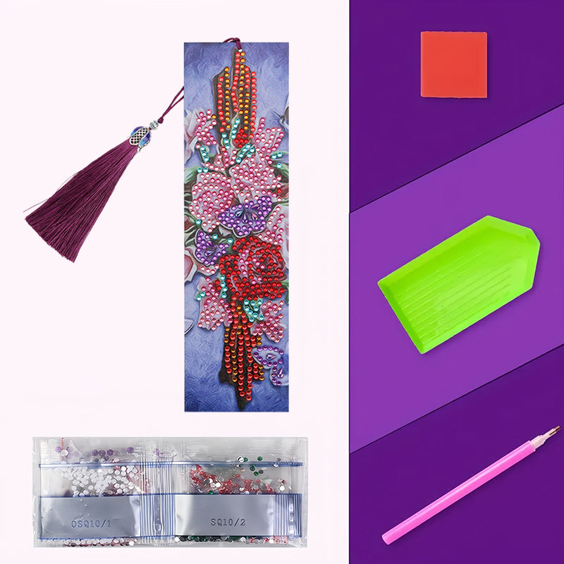 Flower Cross Leather Bookmark Diamond Painting Kits