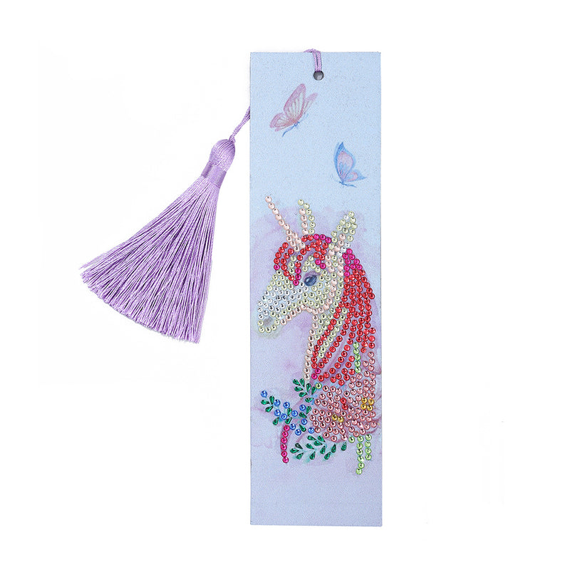 Cartoon Unicorn and Butterfly Leather Bookmark Diamond Painting Kits