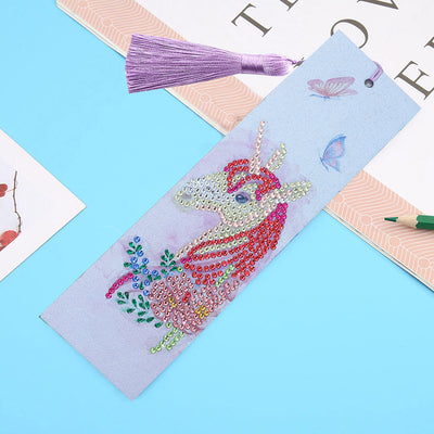 Cartoon Unicorn and Butterfly Leather Bookmark Diamond Painting Kits