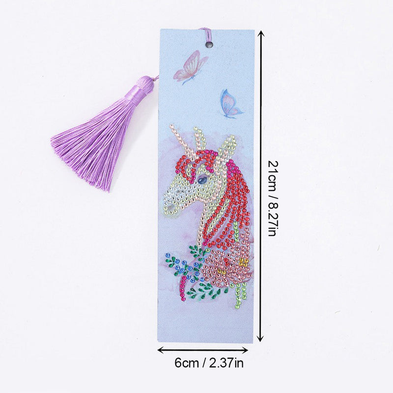 Cartoon Unicorn and Butterfly Leather Bookmark Diamond Painting Kits