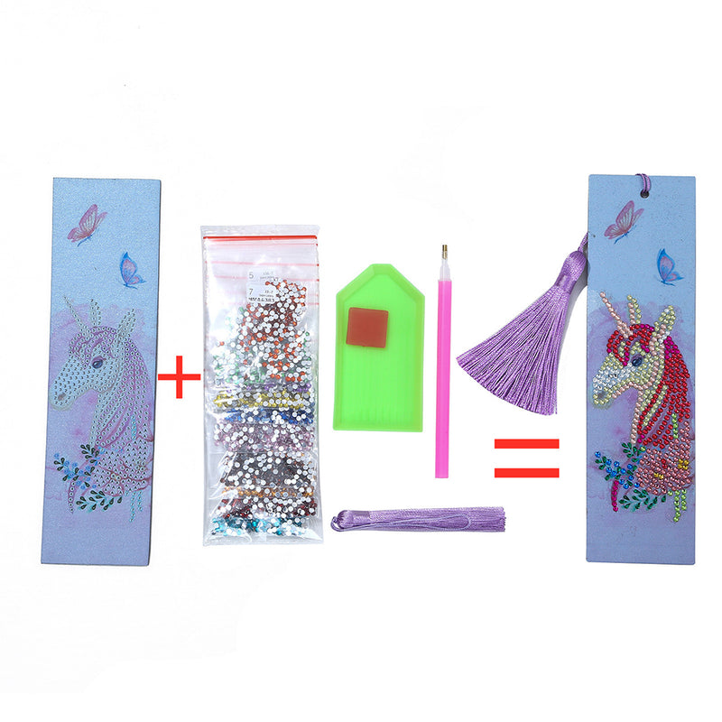 Cartoon Unicorn and Butterfly Leather Bookmark Diamond Painting Kits