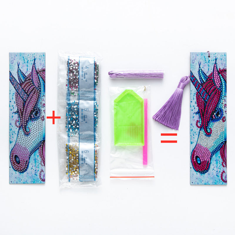 Unicorn with Red Mane Leather Bookmark Diamond Painting Kits