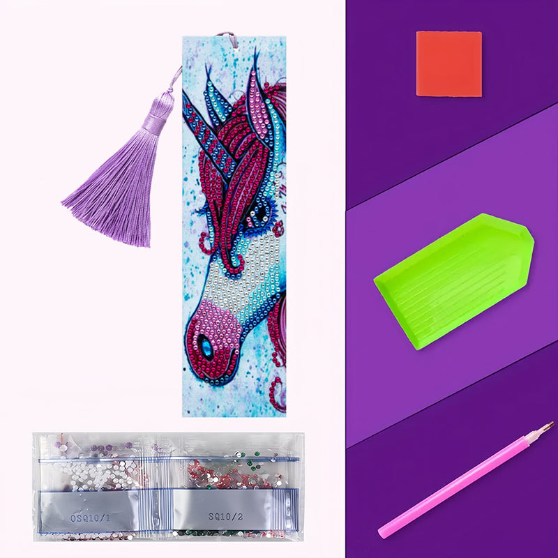 Unicorn with Red Mane Leather Bookmark Diamond Painting Kits