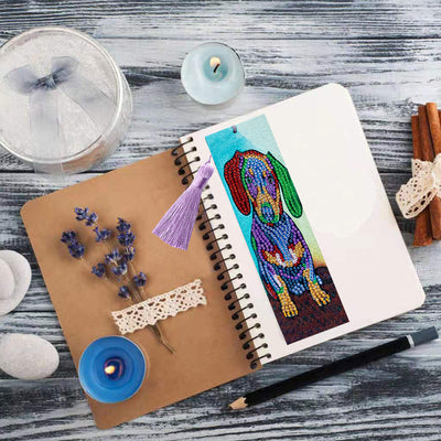 Colorful Dachshund Leather Bookmark Diamond Painting Kits