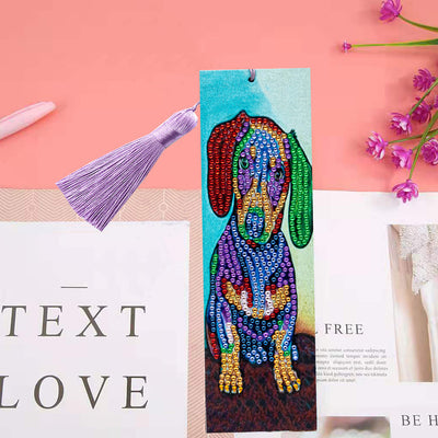 Colorful Dachshund Leather Bookmark Diamond Painting Kits