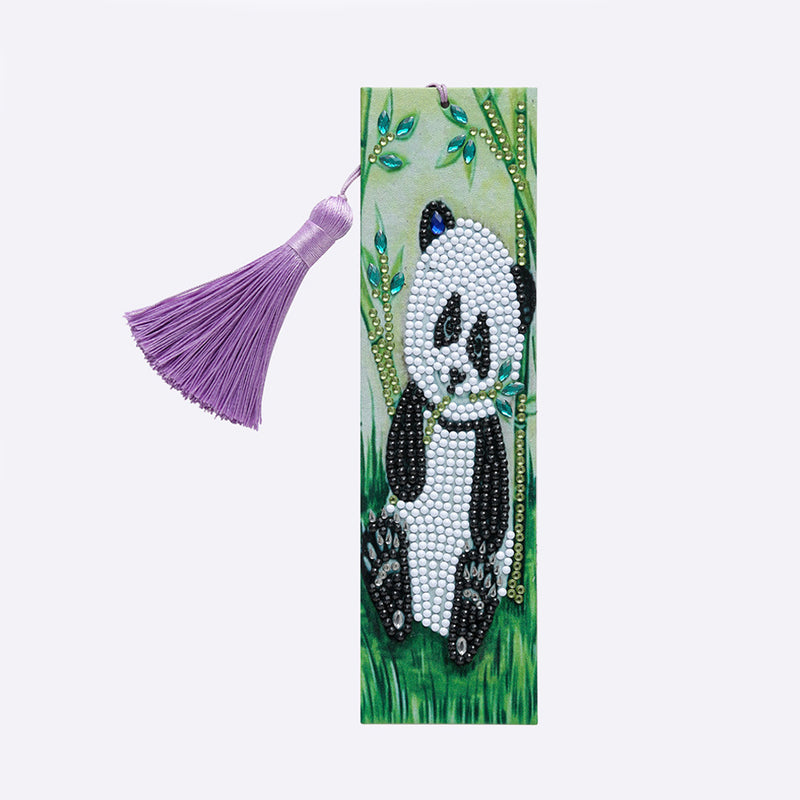 Panda Eating Bamboo Leather Bookmark Diamond Painting Kits