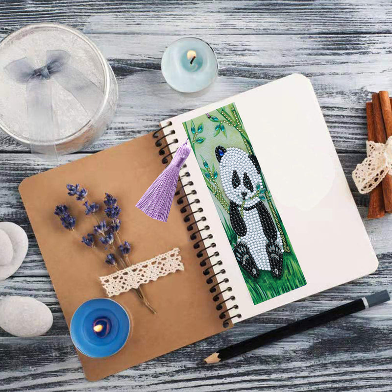 Panda Eating Bamboo Leather Bookmark Diamond Painting Kits