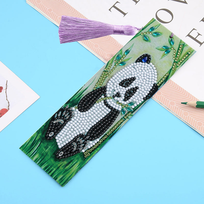 Panda Eating Bamboo Leather Bookmark Diamond Painting Kits