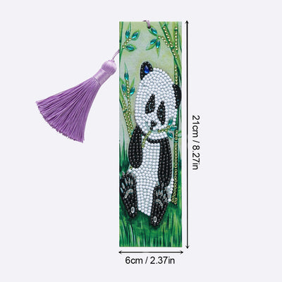 Panda Eating Bamboo Leather Bookmark Diamond Painting Kits