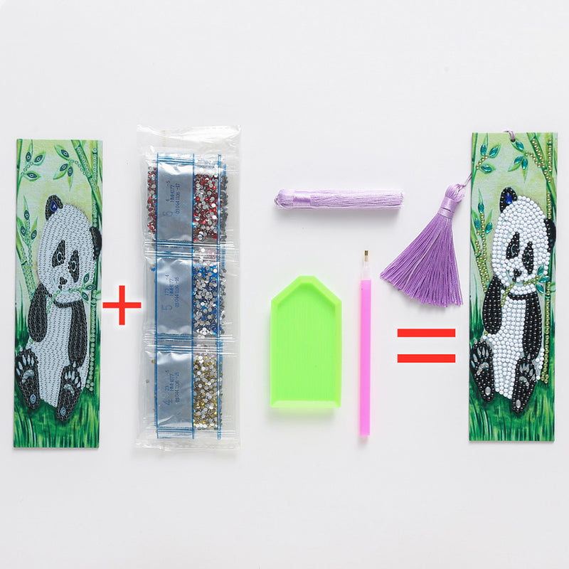 Panda Eating Bamboo Leather Bookmark Diamond Painting Kits