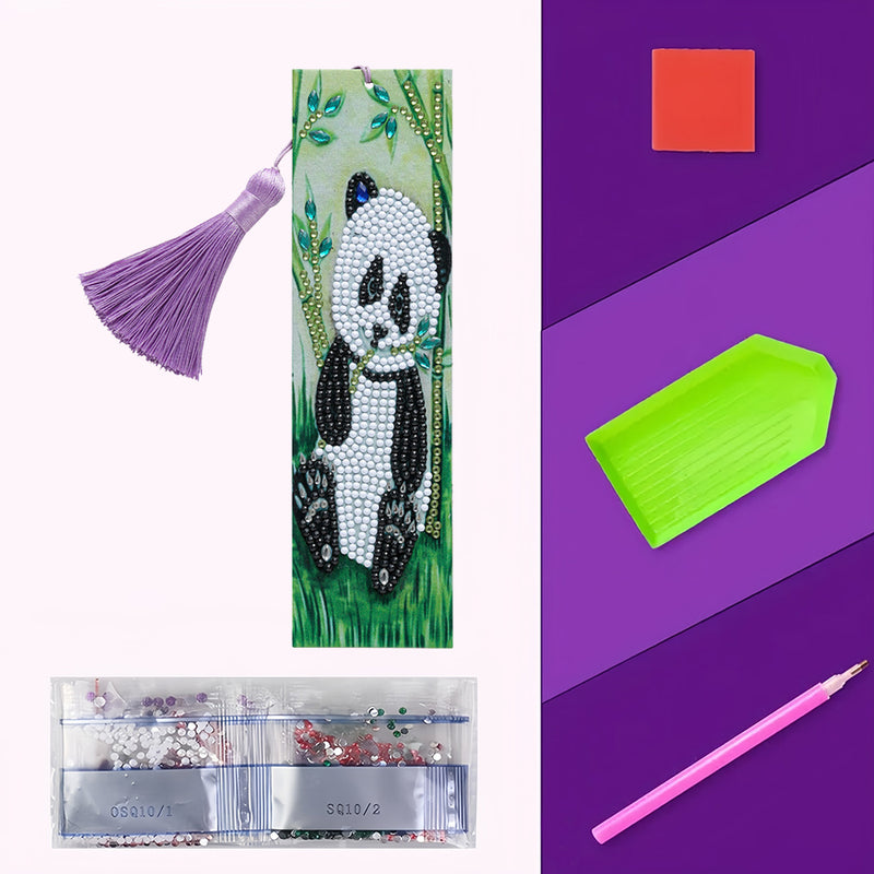 Panda Eating Bamboo Leather Bookmark Diamond Painting Kits