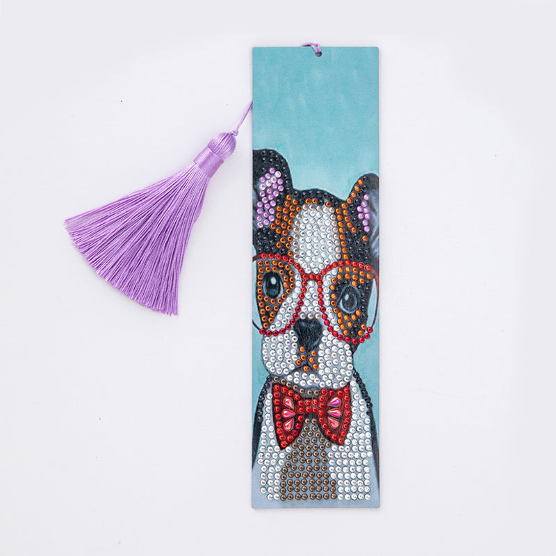 Dog Wearing Glasses Leather Bookmark Diamond Painting Kits