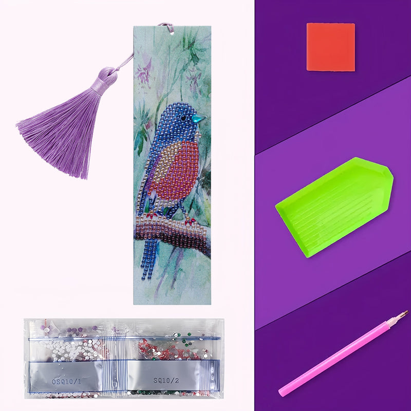 Blue and Red Bird Leather Bookmark Diamond Painting Kits