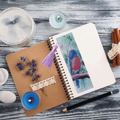 Blue and Red Bird Leather Bookmark Diamond Painting Kits