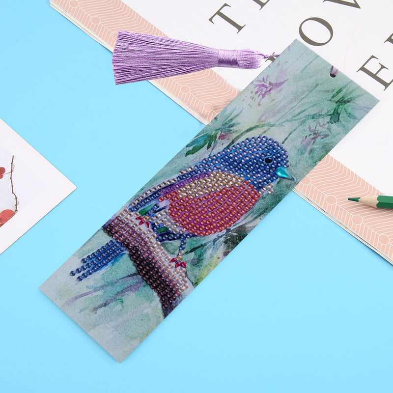 Blue and Red Bird Leather Bookmark Diamond Painting Kits