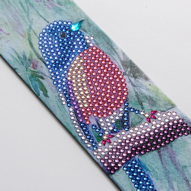 Blue and Red Bird Leather Bookmark Diamond Painting Kits