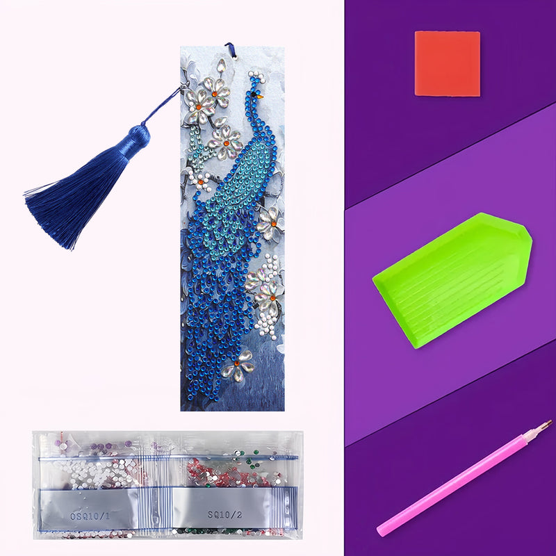 Orchid and Blue Peacock Leather Bookmark Diamond Painting Kits