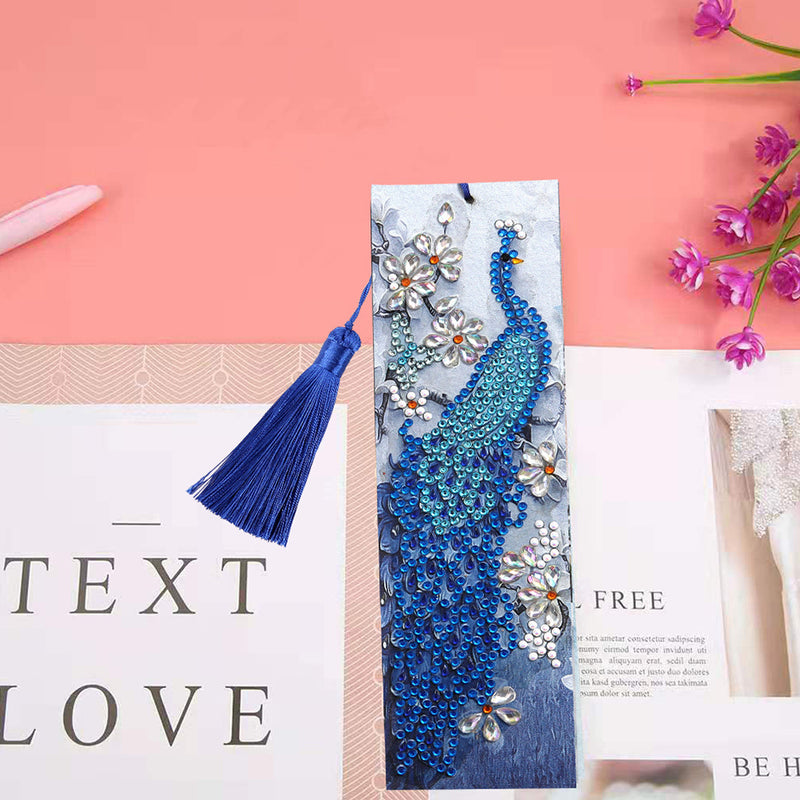 Orchid and Blue Peacock Leather Bookmark Diamond Painting Kits