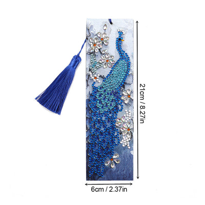 Orchid and Blue Peacock Leather Bookmark Diamond Painting Kits