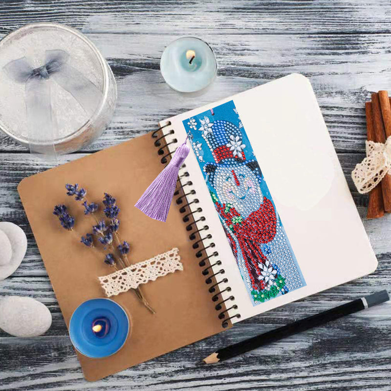 Smiling Snowman Leather Bookmark Diamond Painting Kits