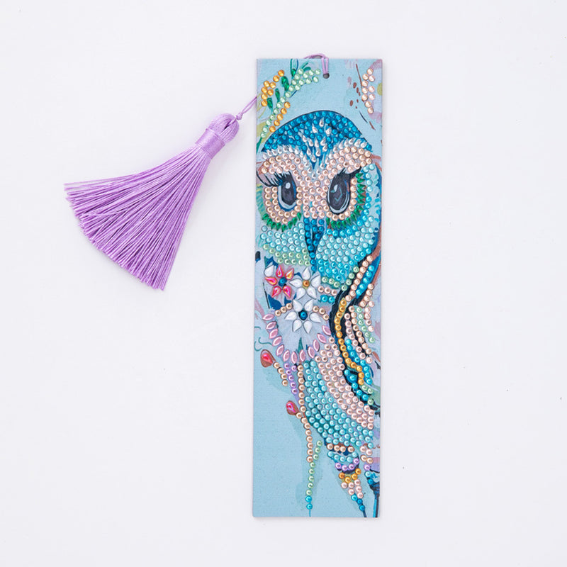 Cute Blue Owl Leather Bookmark Diamond Painting Kits