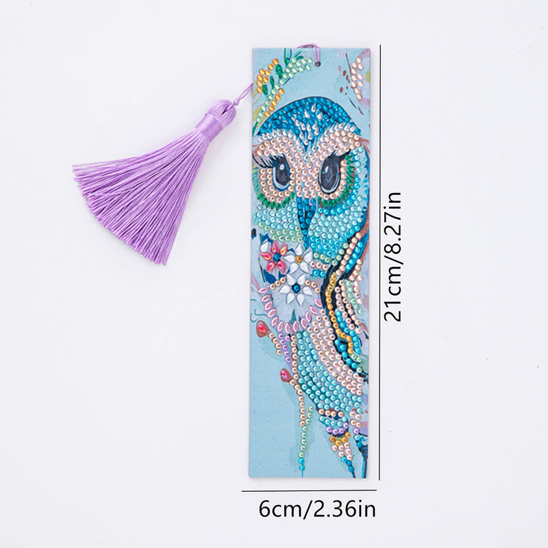 Cute Blue Owl Leather Bookmark Diamond Painting Kits