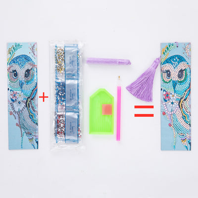 Cute Blue Owl Leather Bookmark Diamond Painting Kits