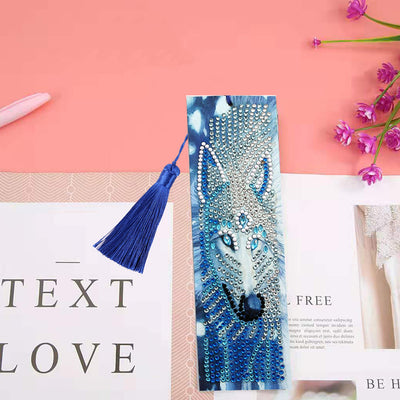 White Wolf Leather Bookmark Diamond Painting Kits