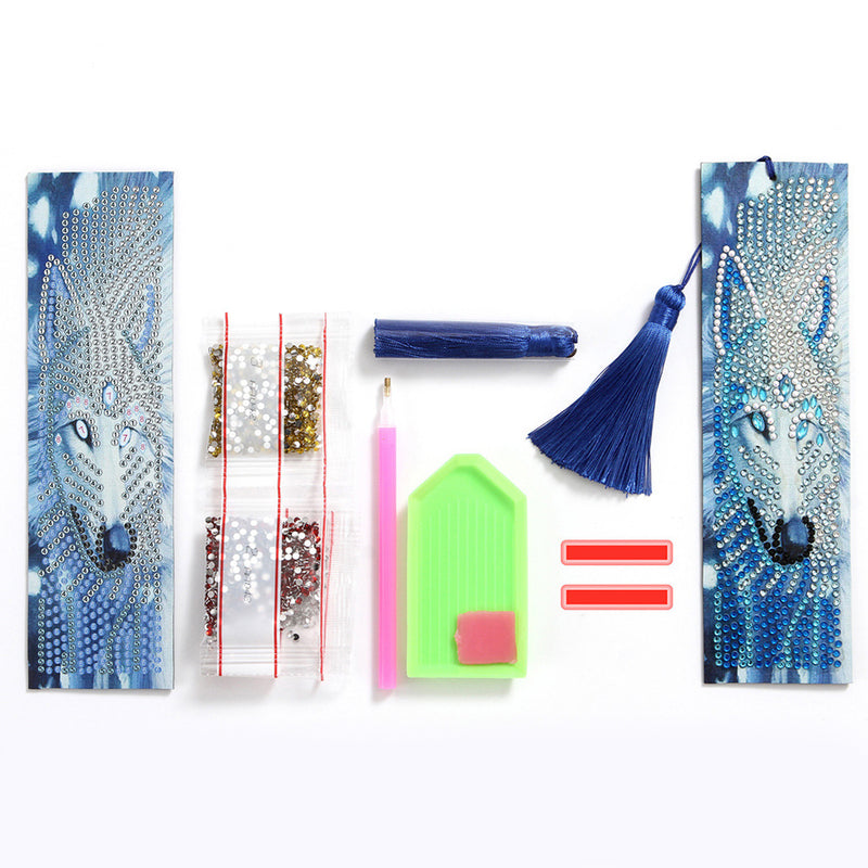 White Wolf Leather Bookmark Diamond Painting Kits