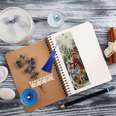 Tiger Descending Mountain Leather Bookmark Diamond Painting Kits