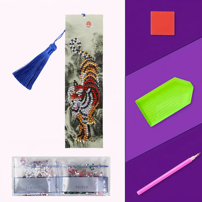 Tiger Descending Mountain Leather Bookmark Diamond Painting Kits