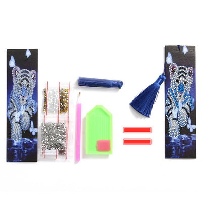 Baby Tiger and Butterfly Leather Bookmark Diamond Painting Kits