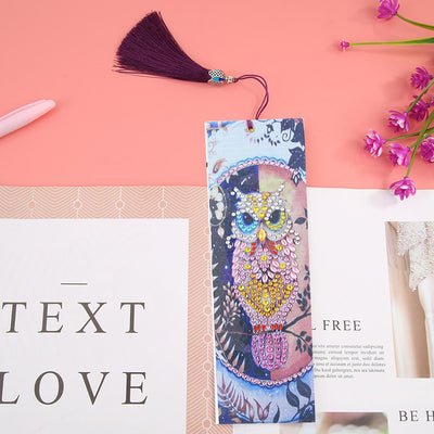 Beautiful Pink Owl Leather Bookmark Diamond Painting Kits