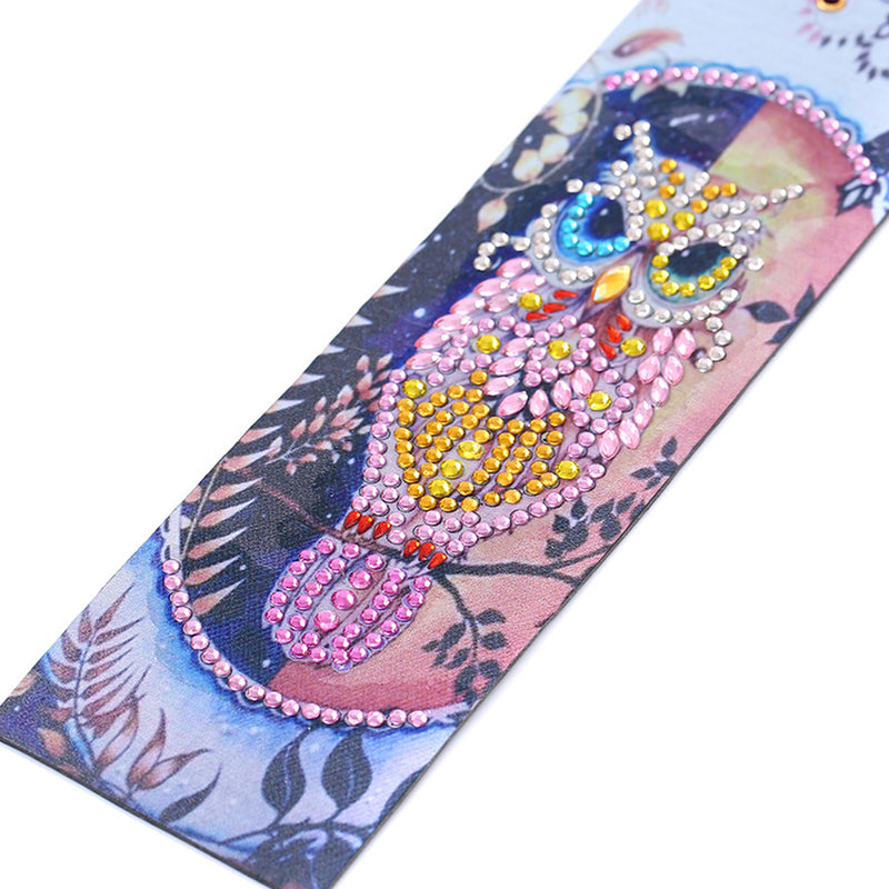 Beautiful Pink Owl Leather Bookmark Diamond Painting Kits